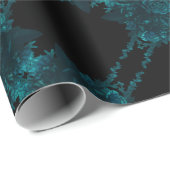 Papier Cadeau Mariage gothique noir Rose turquoise (Coin rond)