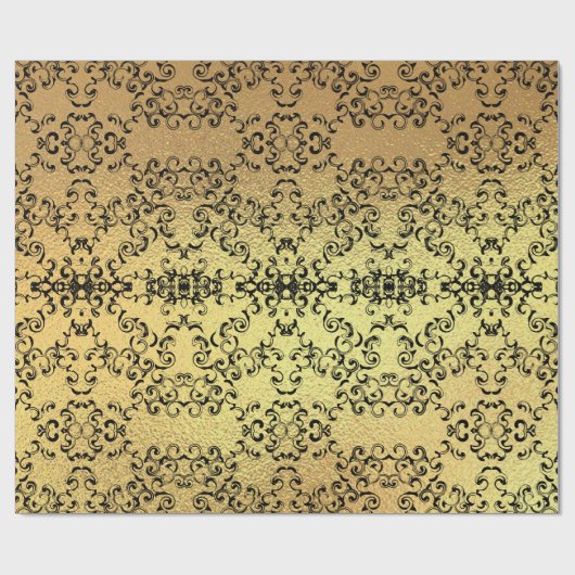 Papier Cadeau Mariage gothique or et noir (Plat)