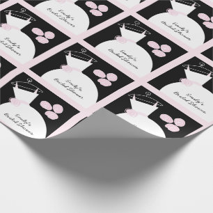 Papier Cadeau Mariage Gown rose "Fête de l'mariée" noir pastel