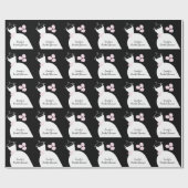 Papier Cadeau Mariage Gown rose "Fête des mariées" noir (Plat)