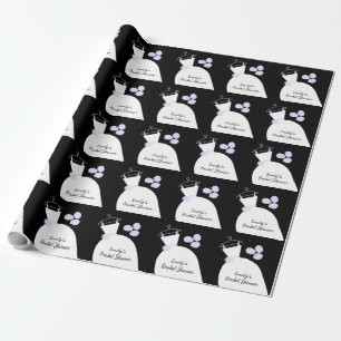 Papier Cadeau Mariage Gown violet "Fête des mariées" noir