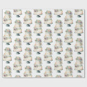 Papier Cadeau Mariage mariage Cake Pastel Aquarelle (Plat)