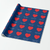 Papier Cadeau Mariage minimaliste moderne cœur rouge bleu (Déroulé)