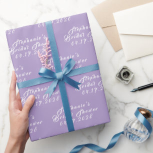 Papier Cadeau Mariage moderne à motif de lilas violet