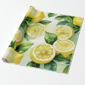 Papier Cadeau Mariage moderne en bleu citron floral script (Déroulé)