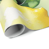 Papier Cadeau Mariage moderne en bleu citron floral script (Coin rond)