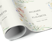 Papier Cadeau Mariage moderne Fleur sauvage minimal élégant (Coin rond)