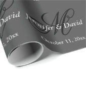 Papier Cadeau Mariage Monogramme de Calligraphie Attrayante  (Coin rond)