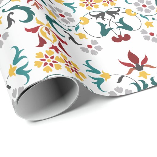 Papier Cadeau Mariage Motif classique complexe de géométrie vint (Coin rond)