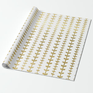 Papier Cadeau Mariage Motif de feuille d'or classique Wrappi