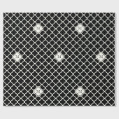 Papier Cadeau Mariage Motif Monogram White & Black Quatrefoil (Plat)