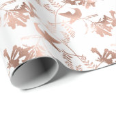 Papier Cadeau Mariage Motif rose Gold Hummingbird (Coin rond)