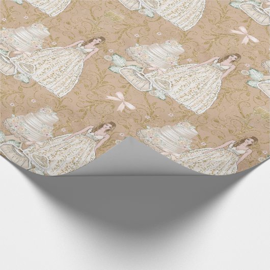 Papier Cadeau Mariage nuptial blanc et or (Coin)