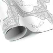 Papier Cadeau Mariage nuptial encadré par la mariée et la chambr (Coin rond)