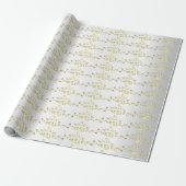 Papier Cadeau Mariage Or Classé Bagues Sur Satin Blanc (Déroulé)