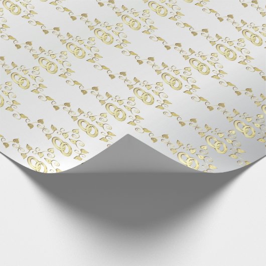 Papier Cadeau Mariage Or Classé Bagues Sur Satin Blanc (Coin)