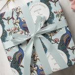 Papier Cadeau Mariage Paon et Fleurs Bleu Botanique<br><div class="desc">Ce papier d'emballage Mariage Paon et Fleurs Bleu Botanique présente un motif de style Chinoiserie avec des paons bleus et sarcelles dessinés à la main perché sur des branches de magnolia en fleurs sur un fond bleu doux élégant. Tout le texte est modifiable. Personnalisez le titre, les noms et la...</div>