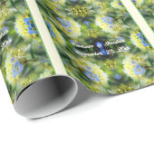 Papier Cadeau Mariage personnalisé Blue Hydrangea (Coin rond)