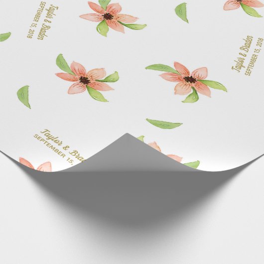 Papier Cadeau Mariage personnalisé Fleurs de destination tropica (Coin)