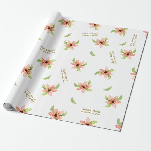 Papier Cadeau Mariage personnalisé floral de destination tropica (Déroulé)