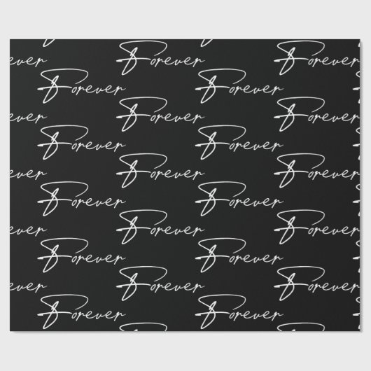 Papier Cadeau Mariage Pour Un Script Moderne Sur Noir (Plat)