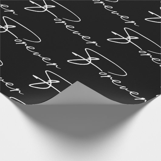 Papier Cadeau Mariage Pour Un Script Moderne Sur Noir (Coin)