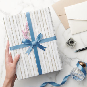 Papier Cadeau Mariage Rayures Blanches Grises