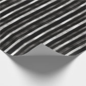 Papier Cadeau Mariage Rayures Noir Argent (Coin)