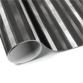 Papier Cadeau Mariage Rayures Noir Argent (Coin rond)