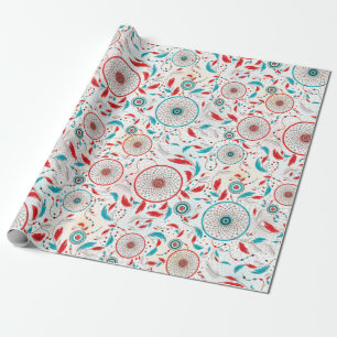 Papier Cadeau Mariage Rêveur de Plumes Tribal Bohème