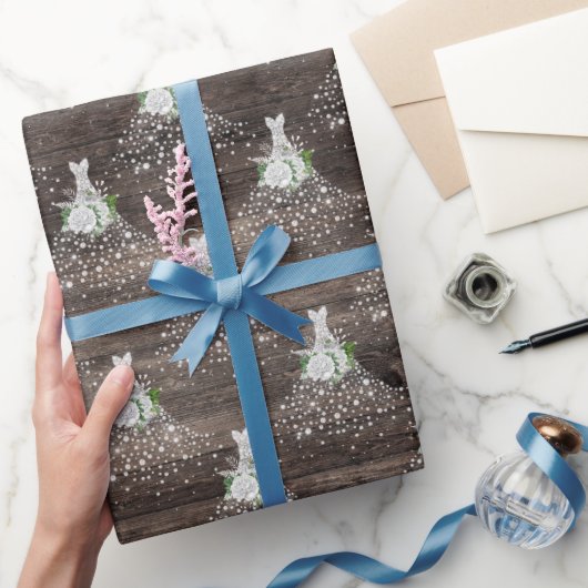 Papier Cadeau Mariage Robe de mariée rustique fête (Cadeaux)