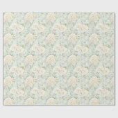 Papier Cadeau Mariage romantique à fleurs blanches (Plat)
