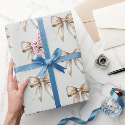 Papier Cadeau Mariage Romantique Rustique Vert Blanc Ruban Doré (Cadeaux)