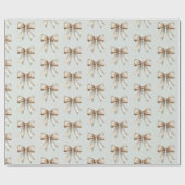 Papier Cadeau Mariage Romantique Rustique Vert Blanc Ruban Doré (Plat)