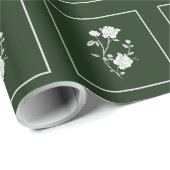 Papier Cadeau Mariage Rose Emerald Green (Coin rond)