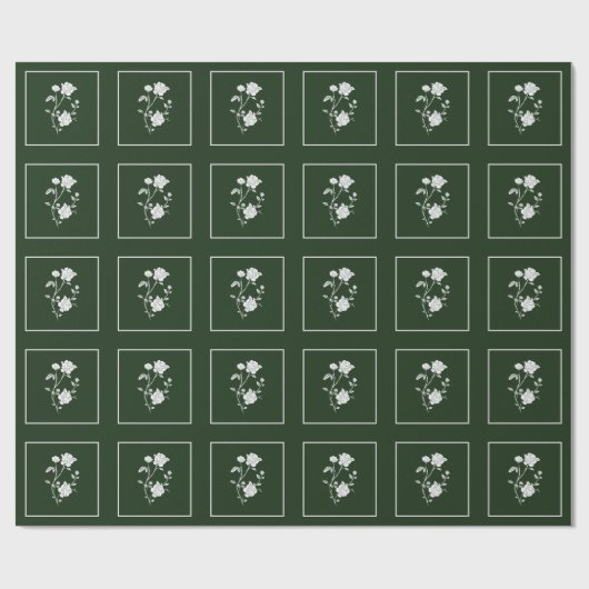 Papier Cadeau Mariage Rose Emerald Green (Plat)