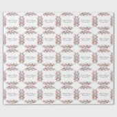 Papier Cadeau Mariage rose Floral Nom de script Élégant Plutôt (Plat)