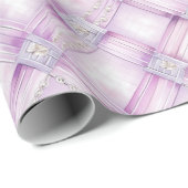 Papier Cadeau Mariage Rose Violet Perle (Coin rond)