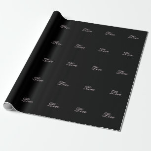Papier Cadeau Mariage tendance Love Calligraphie Script noir