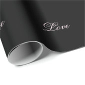 Papier Cadeau Mariage tendance Love Calligraphie Script noir (Coin rond)