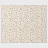 Papier Cadeau Mariage Thème Crème Brun Coeurs (Plat)