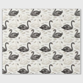 Papier Cadeau Mariage thème cygnes noirs et blancs (Plat)