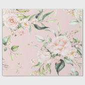 Papier Cadeau Mariage vert Eucalyptus rose (Plat)