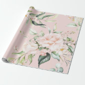 Papier Cadeau Mariage vert Eucalyptus rose (Déroulé)