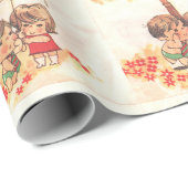 Papier Cadeau Mariage Vintage Fiançailles Anniversaire Joué (Coin rond)