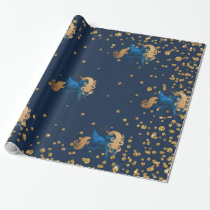 Papier Cadeau MARIAGE WRAP de l'Unicorne Gold and Navy