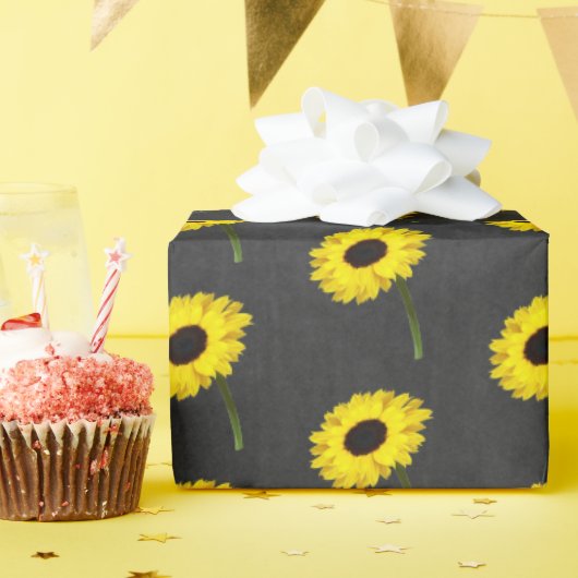 Papier Cadeau Mariée d'automne Sunflower Party Chalkboard noir (Fête d'anniversaire)