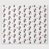 Papier Cadeau Mariée et chambre avec les Coeurs rouges (Plat)