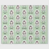 Papier Cadeau Mariée Fille Bâton avec Texte de Mariage sur Fond (Plat)