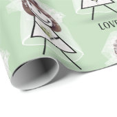 Papier Cadeau Mariée Fille Bâton avec Texte de Mariage sur Fond (Coin rond)